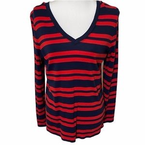Merona long sleeve navy and red striped shirt XL